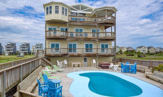 Surf City House | 8 Bedroom Direct Oceanfront Home, Private Pool, Media Room, Private Beach Access, 2025 Updates