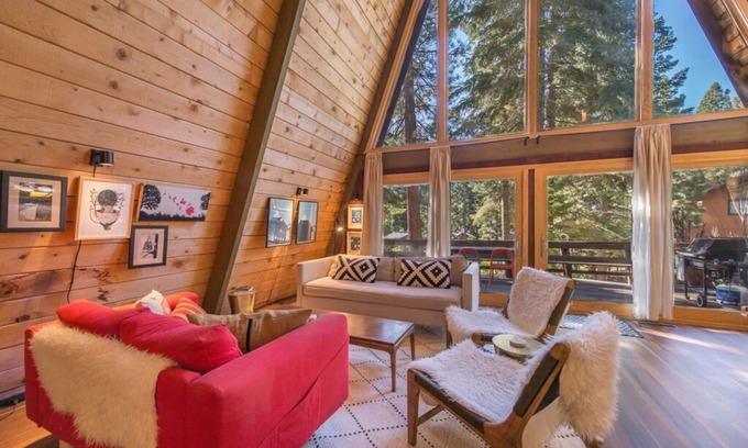 Lake Forest Cabin | A Frame of Mind- filtered lake views, a large deck area, and only a short drive to shores of Tahoe