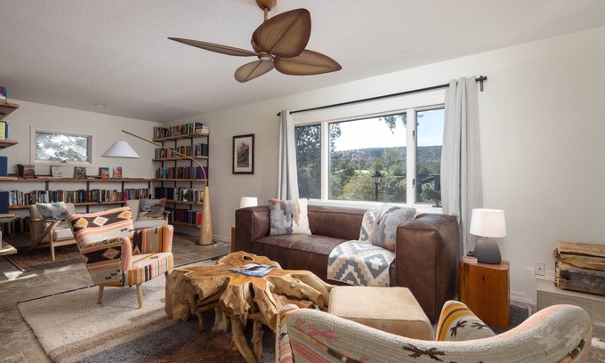 Sedona Villa | A large luxury red rock escape. Minutes from hiking! Pool, hot tub, and yoga