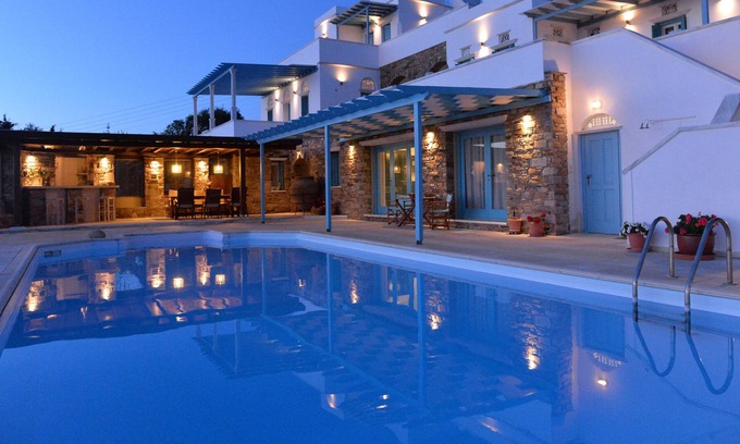 Agios Fokas House | a magnificent villa in a Mediterranean garden, with shared swimming pool