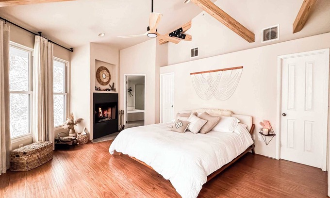 Idyllwild Cabin | Aerie: Floor-to-Ceiling Windows w/Forest Views, Spa Tub, AC, Fireplace, Fire Pi