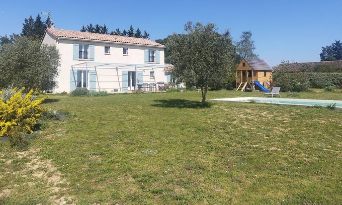 Lussan House | Air-conditioned house with swimming pool, hillside views