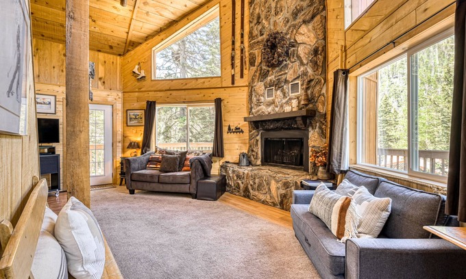 Taos Ski Valley Cabin | Amazing A-frame with mountain-view deck - walk to lifts, fireplace, dog-friendly