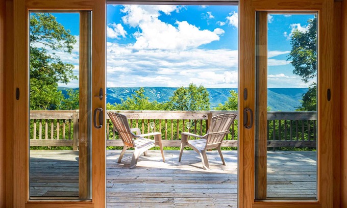 Great Cacapon Cabin | Amazing Views, Hot Tub, WiFi, Deck, & Fire Pit!