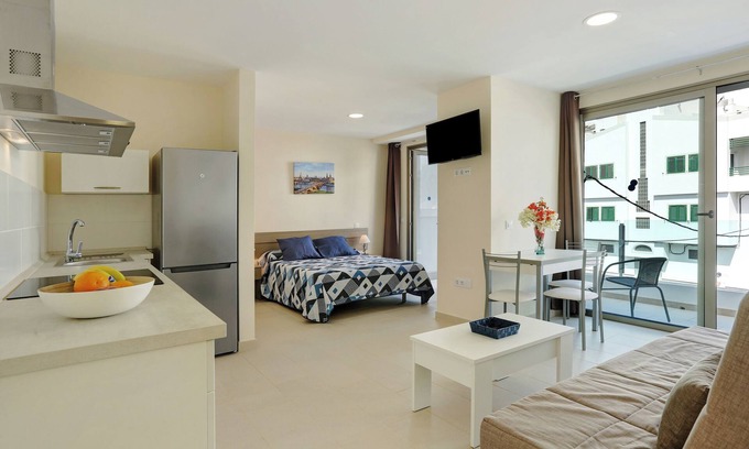 Playa de Mogan Apartment | Apartment Albamar 1A with Mountain View, Wi-Fi, A/C, Balcony & Terrace