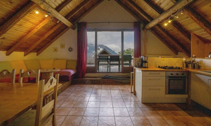 Albiez-le-Vieux Apartment | Apartment 'Les Combles' with Mountain View, Private Terrace and Wi-Fi
