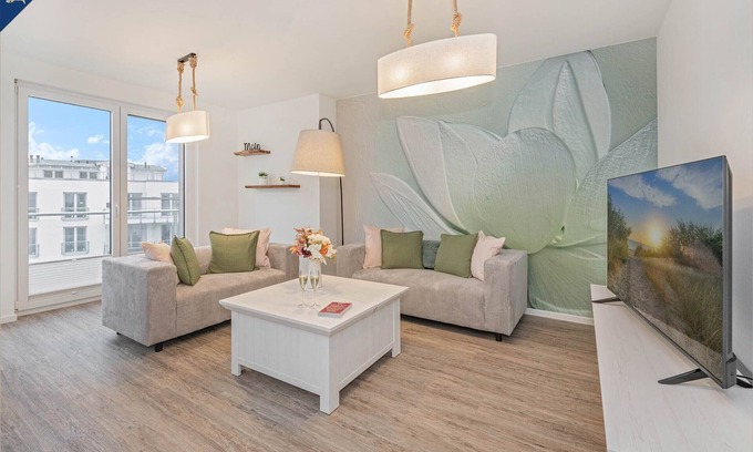 Zirchow Apartment | Apartment "Stettiner Waterlelie": Vacation with leisure room, sauna and view of nature