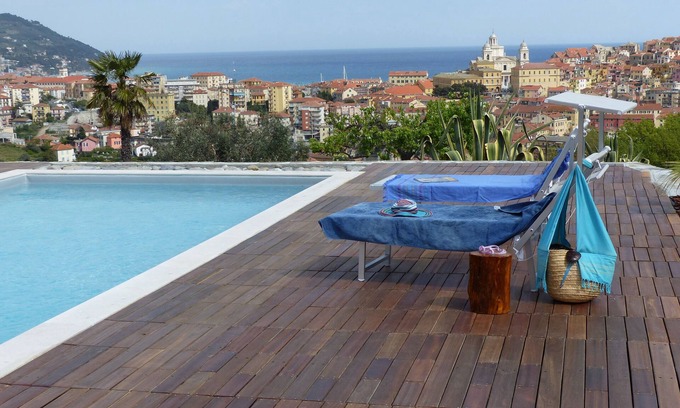 Imperia Apartment | Apartment: terrace with panoramic sea view, swimming pool, large garden, parking, WIFI