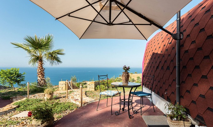 Castel Di Tusa RV Rental | Apartment 'Terreditusa - Bungalow Melograno' with Sea View, Wi-Fi and Air Conditioning