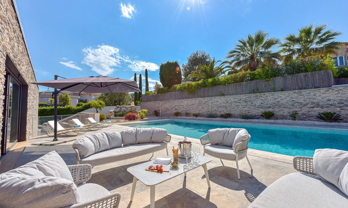 Mandelieu-La-Napoule Villa | Architect-Designed Villa with Heated Pool for 10 Guests!