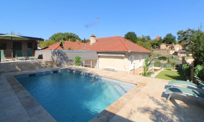 Sarlat-la-Caneda House | Architect house + heated pool/AC/garage 5min walk from Sarlat medieval center