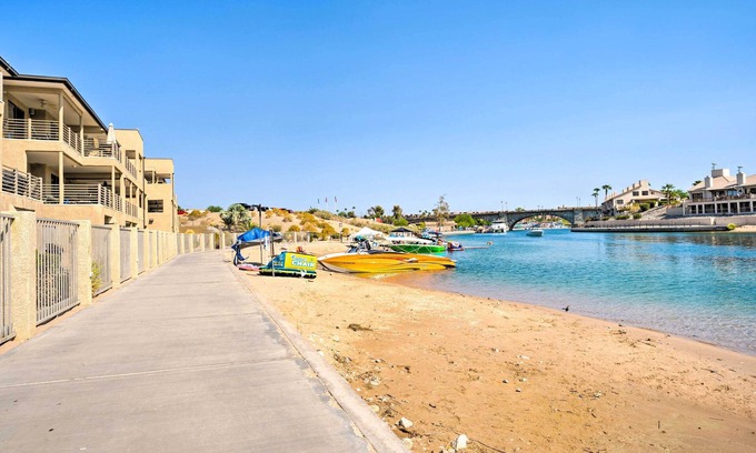 Lake Havasu City Condo | Balcony & Grill: Beachfront Lake Havasu City Condo