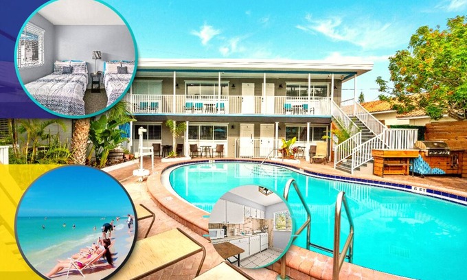 Treasure Island Hotel | ⛱️ BBR #6, Steps to the Beach, Heated Pool w/Full Kitchen & 3 Beds!
