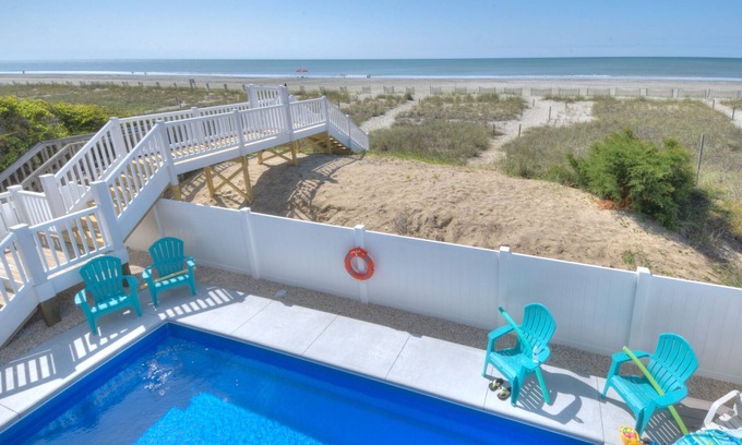 Holden Beach House | BEAUTIFUL 6 BR OCEANFRONT HOME WITH PRIVATE HEATABLE SALTWATER POOL.