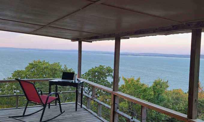 Crowder House | Beautiful Lake Eufaula pano view from the sunroom or deck.