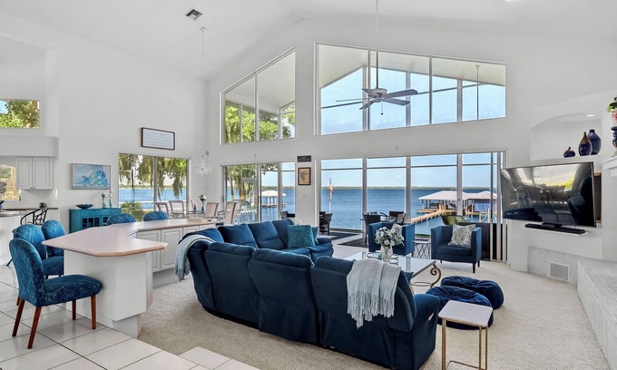 Lake Placid House | Beautiful Lake June home, hot tub, dock, rope swing, porch, beach area, kayaks