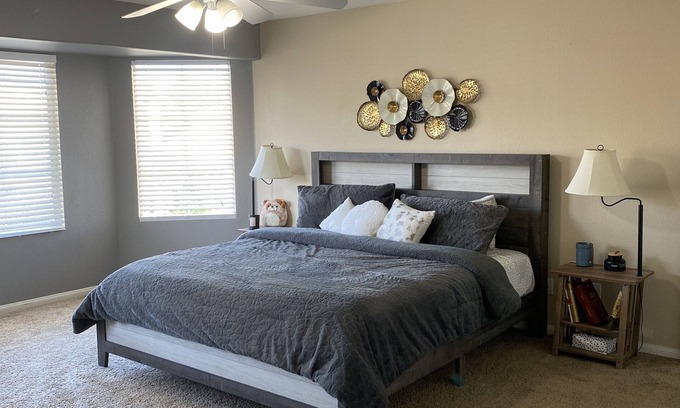 El Capitan Ranch House | Beautiful master bedroom with pool