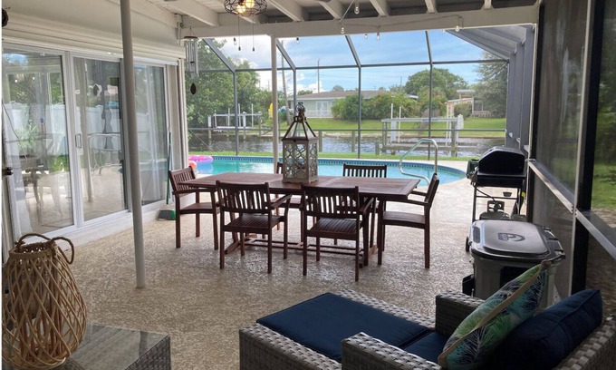 Port Charlotte - Charlotte Harbor House | Beautiful waterfront home, heated pool, bbq, dock, close to beaches, restaurant
