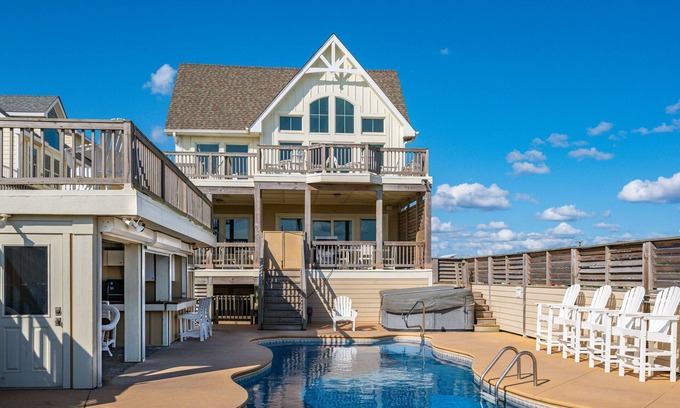 Kill Devil Hills House | Best of My Love:Oceanfront, heated pool, hot tub, elevator, rec and theater room