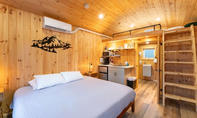 Martin City Cabin | Big Bear Micro Cabin with loft at Spotted Bear Retreat