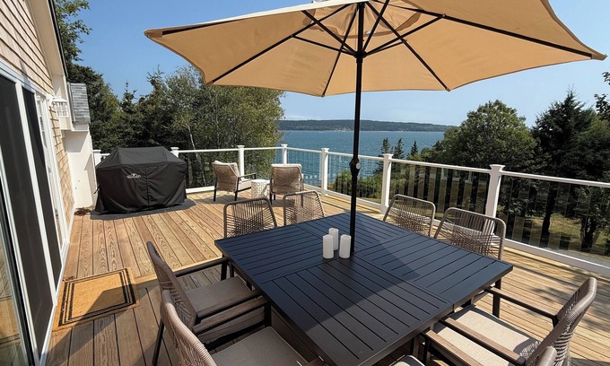 Blue Hill House | Boathouse at Waters Edge Coastal Oceanfront Luxury near Acadia. Sleeps 8!
