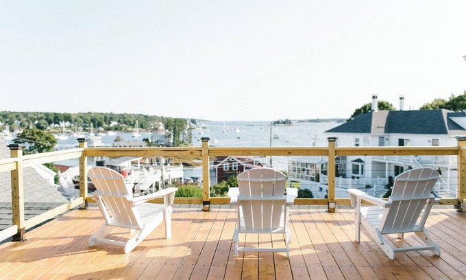 Boothbay Harbor Hotel | Boothbay Harbor King Suite - Room 1 at Greenleaf Inn - Balcony, Harbor Views!