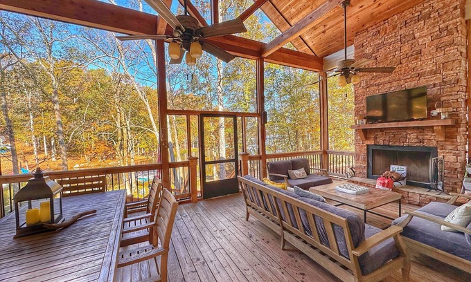 Lake Oconee House | Breathtaking porch just steps from the water.
