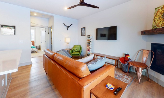 Grand Elk Ranch House | Bright & beautiful modern townhome with fireplace, balcony & walkable locale