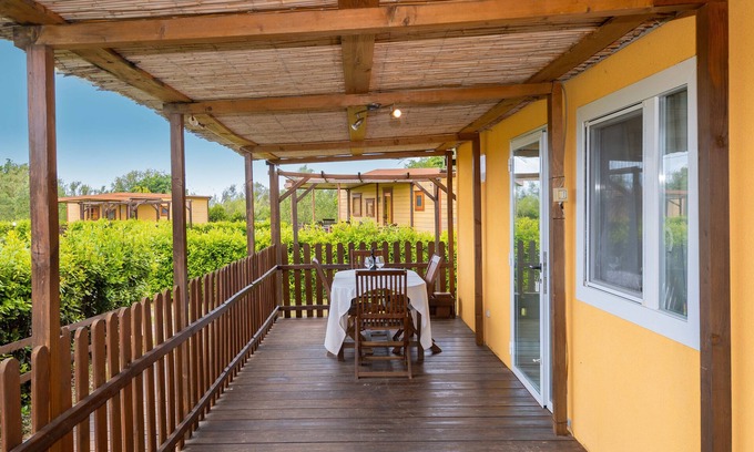 Bibbona House | Bungalow 'Sole1' with Shared Pool, Private Terrace and Air Conditioning