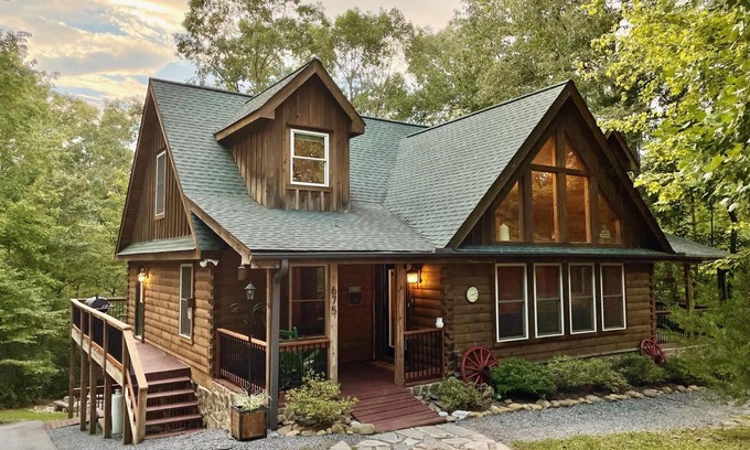 Lake Lure Cabin | Cabin w/Game Room, Fire Pit & Private River Trail