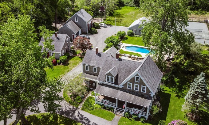 Sandwich House | Cape Cod Estate: 2 Homes, Pool, Tennis Court, Game Barn and Bar, Sleeps 20