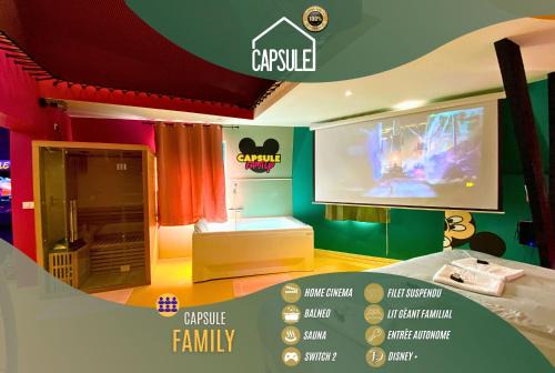 Crespin Apartment | Capsule Family - Sauna - Jacuzzi - Projecteur - Billard - Nintendo Switch 2 - Filet suspendu