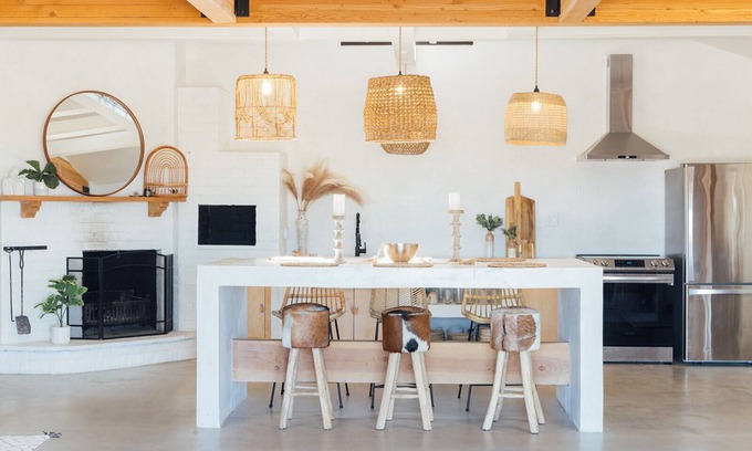 Twentynine Palms House | Casa Del Desierto—Private Boho Oasis with Palm Trees, Hot Tub, Fire Pits