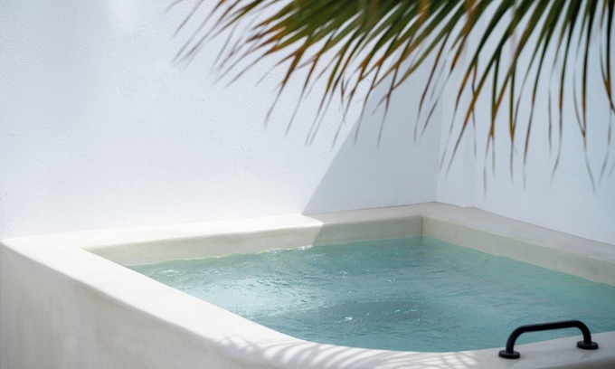 Karterados Villa | Cave at White Rock - Private outdoor jacuzzi