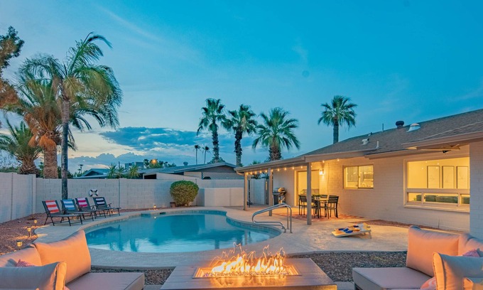 Paradise Valley Village House | Centrally Located Hike Dine & Shop w/Pool Table, Heated Pool, Office, Firepit