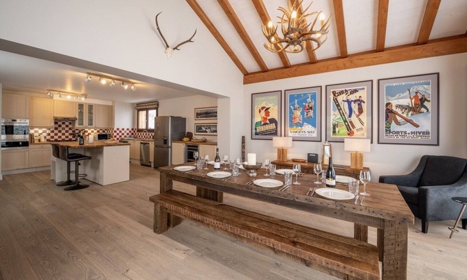 Les Allues Ski Chalet | Chalet Bleu, large Meribel ski chalet, sleeps 10, superb living area to relax in