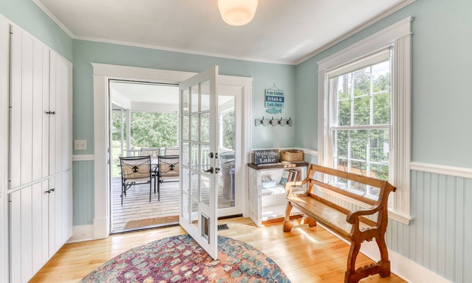 South Hero House | Charming Farmhouse with Porch, Covered Deck, and Large Lawn - Dogs Welcome