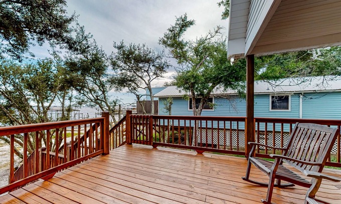 Ono Island House | Charming waterfront home with lovely views, grand deck & inviting interior