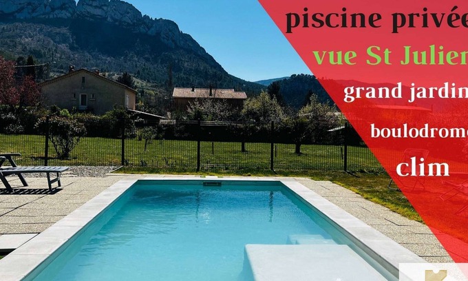 Buis-les-Baronnies Villa | Chez Tontine 8 people pool St Julien view air conditioning