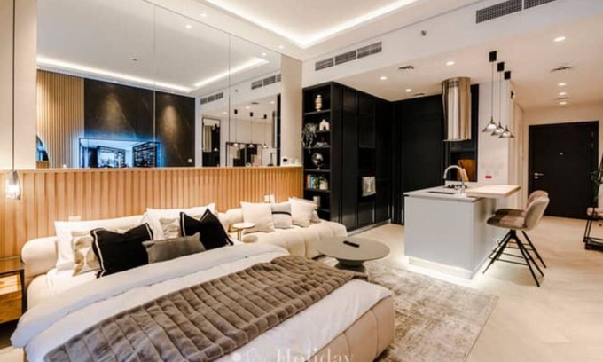 Ras Al Khor Industrial Area Apartment | Chic studio apartment with AC, fitness room in wonderful Sohba Hartland Dubai