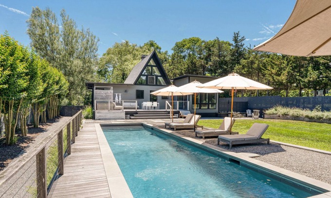 Shelter Island House | Chic Shelter Island A-Frame with Private Pool, Stylish Interiors, and.