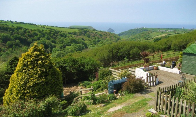 Trewarmett House | Comfy North Cornwall home with stunning views down rural valley and out to sea