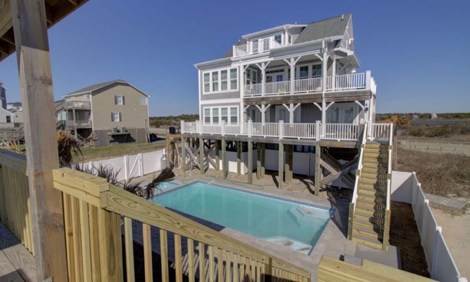 North Topsail Beach House | "Conch'd Out" Luxurious Oceanfront Home - PRIVATE POOL and ELEVATOR