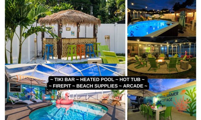 Bradenton House | Costal Escape: Heated Pool~Tiki Bar~Hot Tub~Fire Pit~Acarde~Pool Table