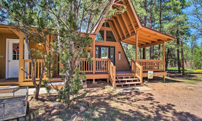 Overgaard Cabin | Cozy A-Frame Cabin in Overgaard: Pets Welcome