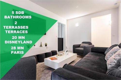 Champs-sur-Marne Apartment | D&E - PARIS-DISNEY - HOLIDAYS APARTMENT - APPARTEMENT DE VACANCES - 5 CHAMBRES- 5 SDB - 5 BEDROOMS - 5 BATHROOMS - Netflix