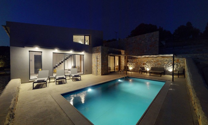 Plomari Villa | DAELIA VILLAS I of 3 Luxury Villas, private pool, in an enclosed olive grove