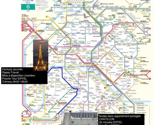 Porte-Dauphine House | Dayroom Espace Paris sans nuitée et Chambre partagée Chatillon nuitée - Repos journée ou Espace Travail 8-19h Proche Tour Eiffel ou Usage bureau à l'heure en journée - Nuitée Chatillon Avenue Paris