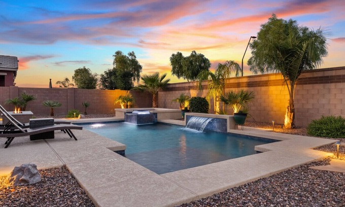 Sossaman Estates House | Desert Pearl Retreat w/Award-Winning Luxurious Design, Hot Tub, Pool, Seamless Indoor/Outdoor Living in Phoenix, AZ