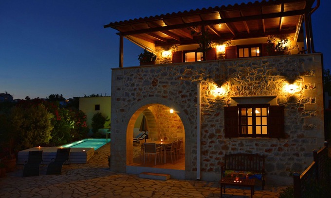 Kefalas Villa | Detached 3 bedroom stone Villa with superb outlook, private pool, air con, BBQ